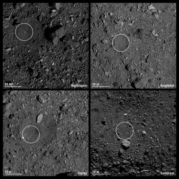 Выбраны места посадки OSIRIS-REx на астероид Бенну